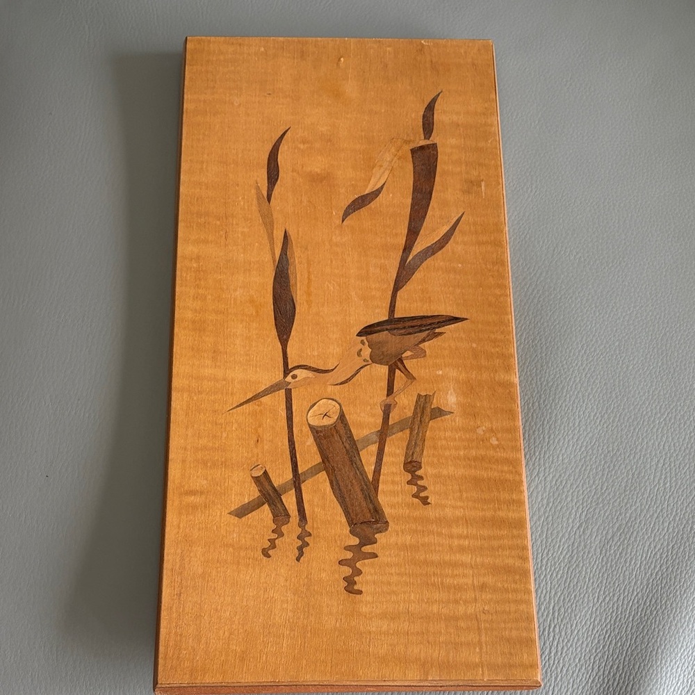 Mid-Century Wood Intarsia Bird Wall Decor 1950s-1960s